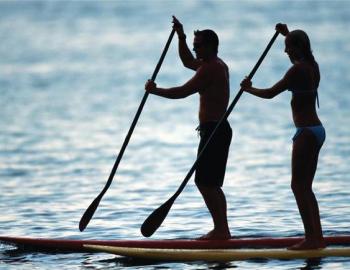 paddleboarding on the ocean