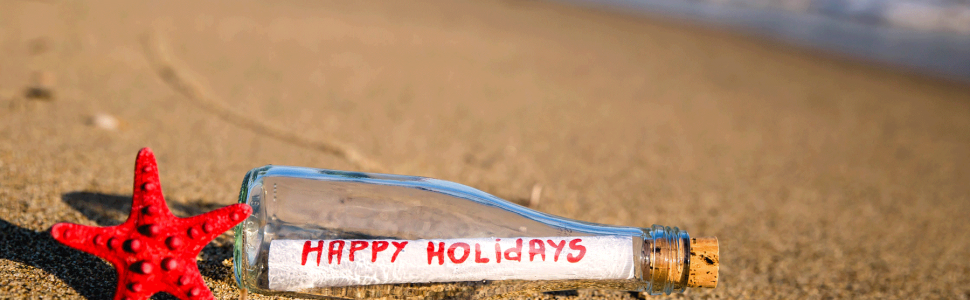 happy holidays message in a bottle